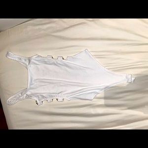 White Bodysuit With Gold Hoops